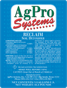 Product Label AgPro Systems Reclaim
