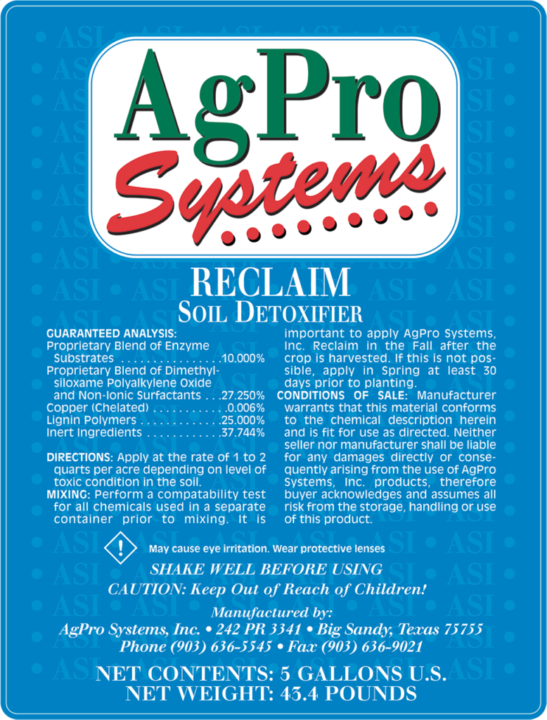 Product Label AgPro Systems Reclaim