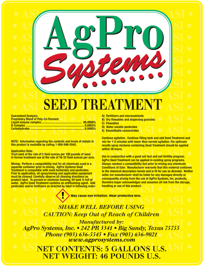 Product Label AgPro Systems Seed Boost Seed Treatment