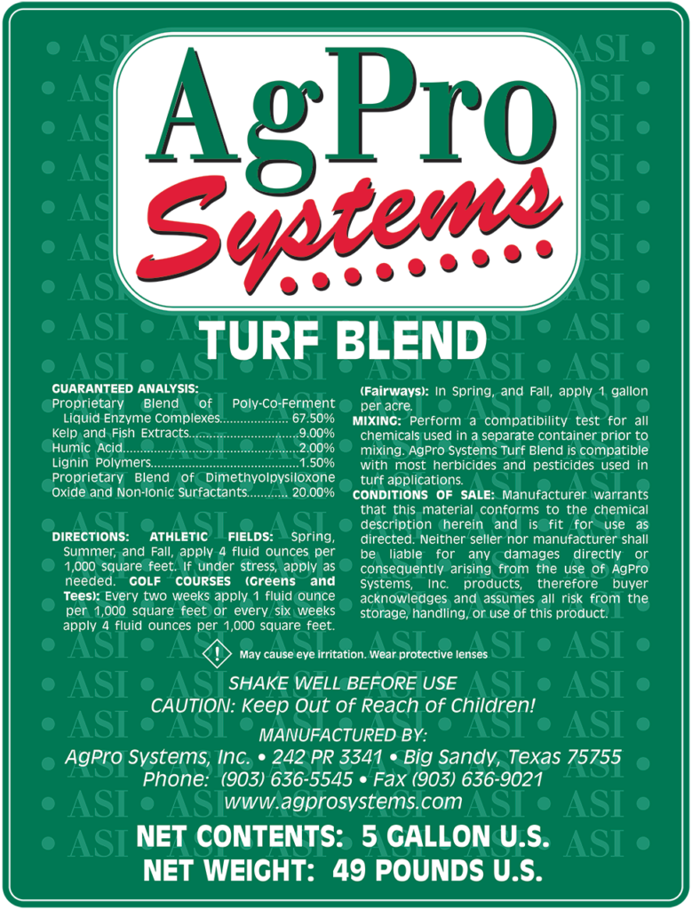 Product Label AgPro Systems Turf Blend