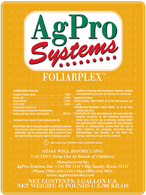 Small Product Label AgPro Systems Foliarplex