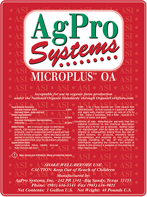 Small Product Label AgPro Systems Microplus OA Organic
