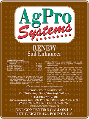 Small Product Label AgPro Systems Renew Soil Enhancer